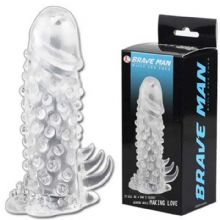 Brave Man 4 cm Uzatmalı 18 cm Boyunda Vajina Zevklendirici Penis Kılıfı L-BI-026203