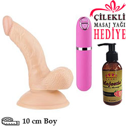 Realistik Eğik 10 cm Vantuzlu Penis C-1116