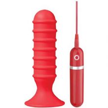 Vantuzlu Titreşimli Kırmızı 13 cm Anal Vibratör C-1323 +Hediye Kaydırıcı Krem